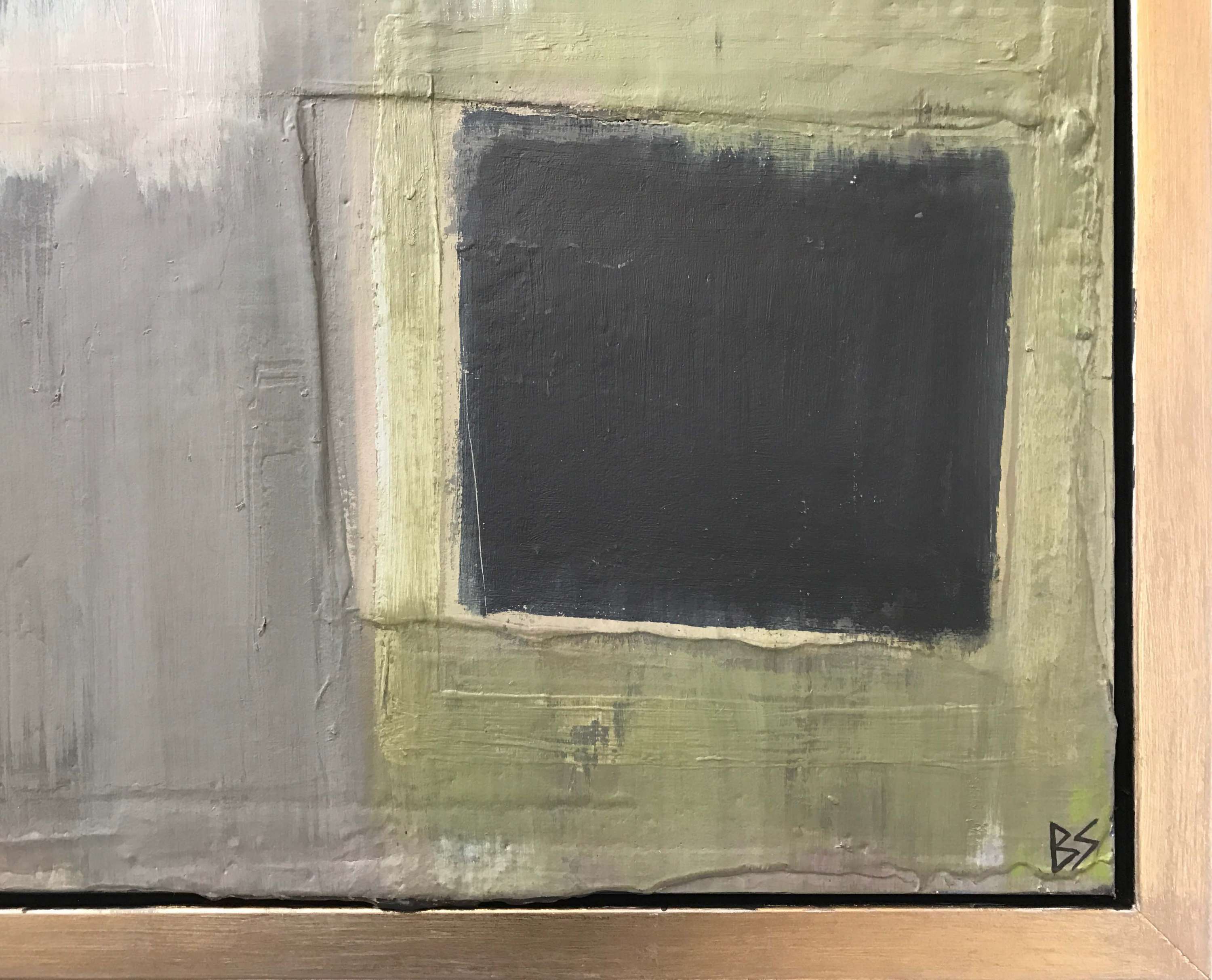 ‘Foliate’ Oil Acrylic & Gesso on Board in Bronze/Gold Finish Shadow Gap Tray Frame
