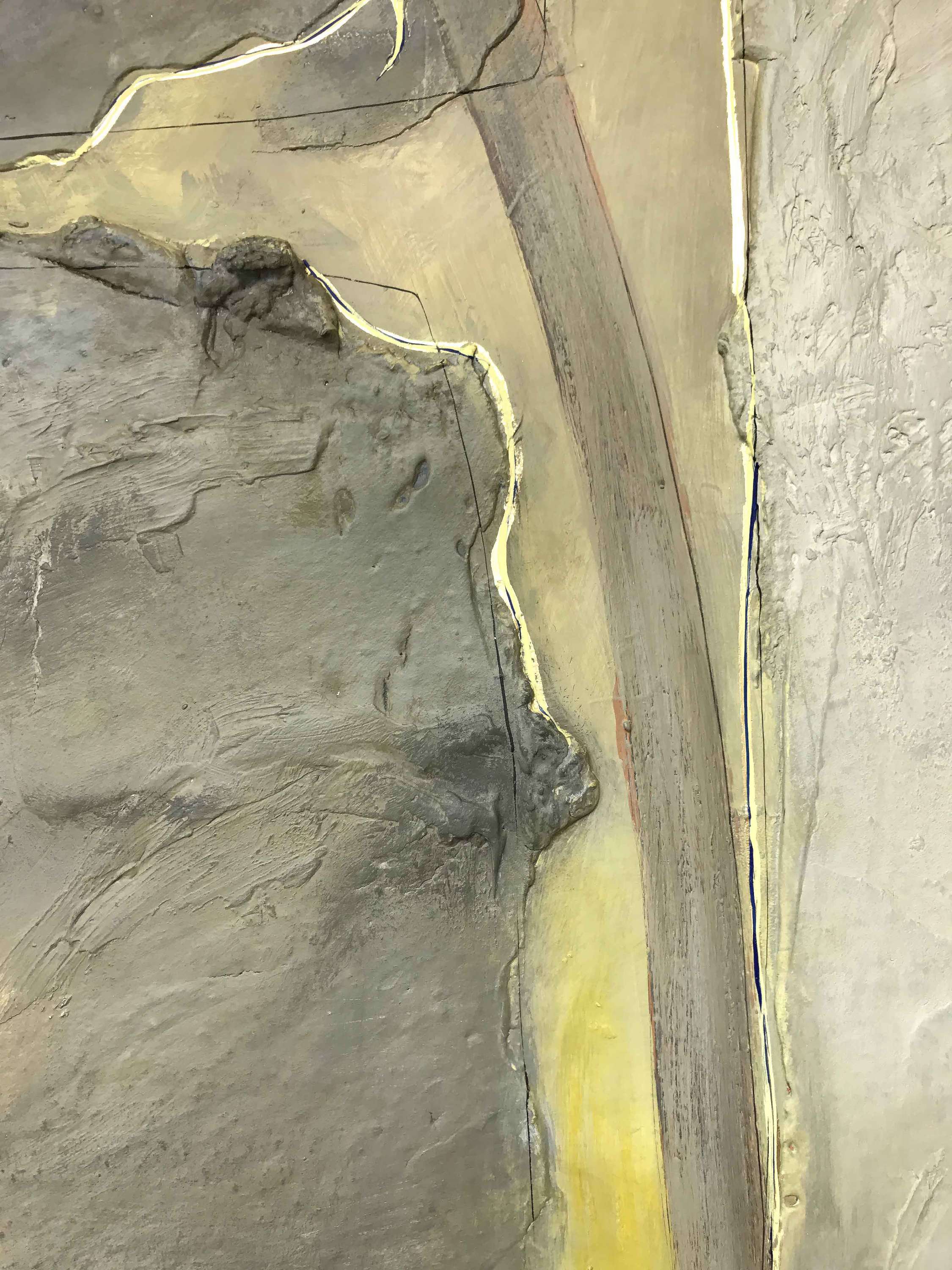 TRIPTYCH ‘River Stones Triptych’ Oil, Acrylic and Gesso on Board in Silver Gilt Frames