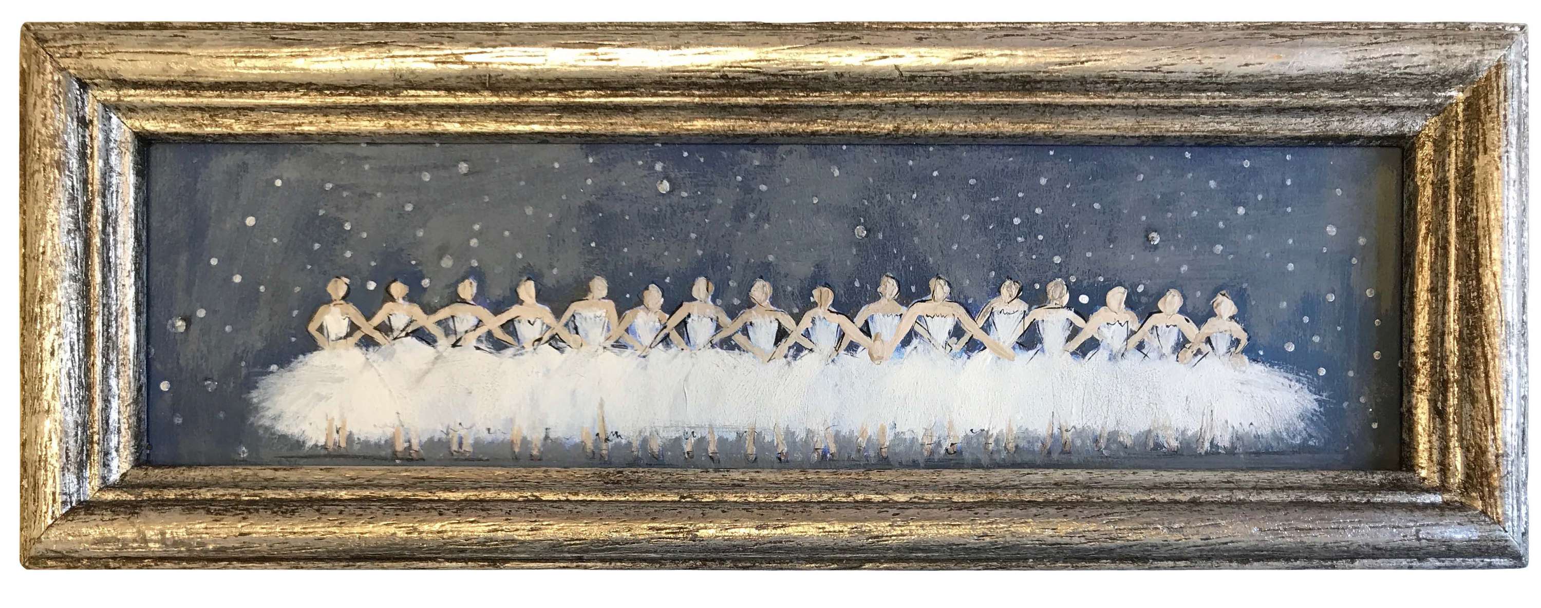 MINIATURE ‘Midnight Chorus’ Gouache on Paper in Gold Leaf Bespoke Wooden Frame