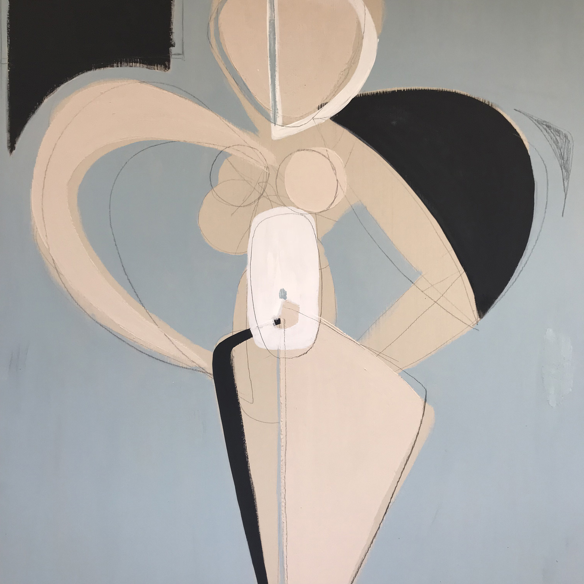 PAIR ‘Chet’s Girls’ Gouache on Board Left & Right Study Behind Glass in Gold and Bronze Finish Frames
