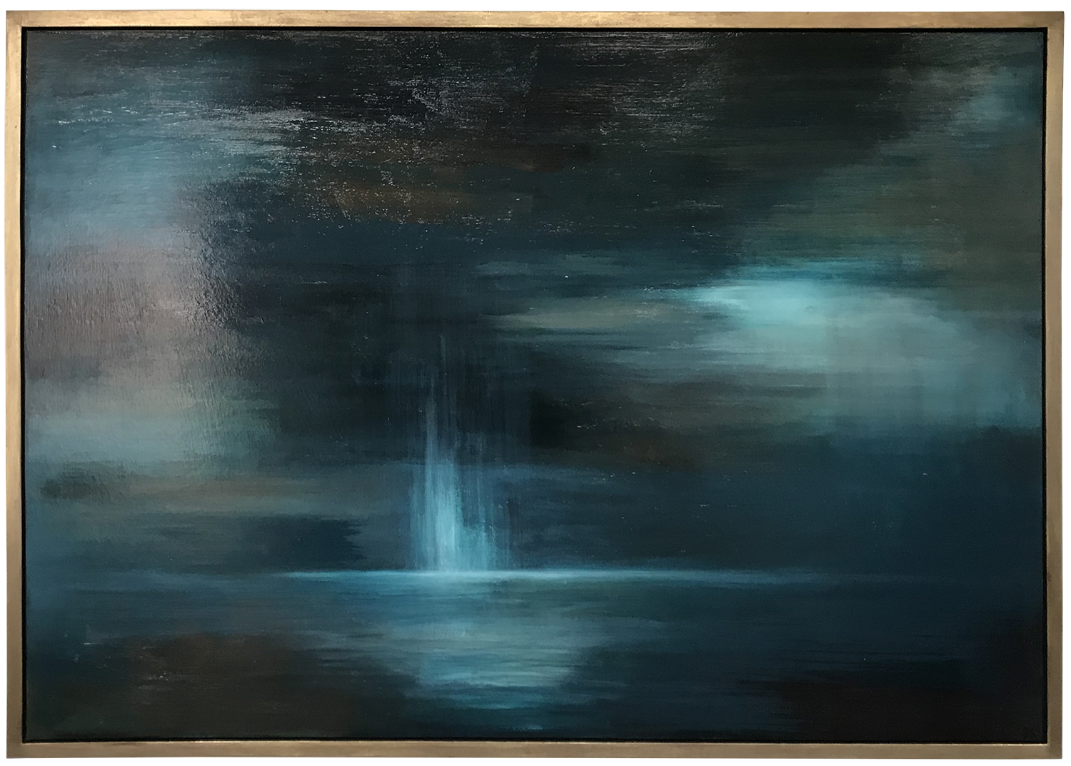 ‘Sea Sky II’ Oil on Board in Gold/Bronze Finish Shadow Gap Tray Frame