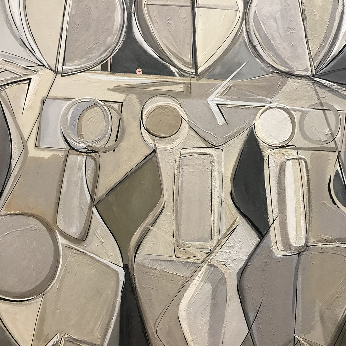 ‘Three Graces’ Gouache & Acrylic on Board in Gold Leaf with Bronze & Silver Finish Bespoke Wooden Frame