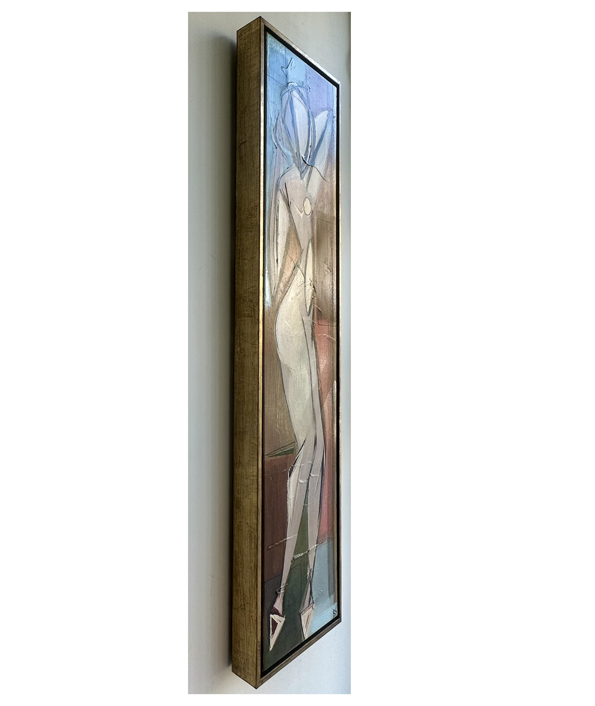 ‘Dancing Muse’ Oil & Acrylic on Board in Gold Leaf with Bronze Finish Frame