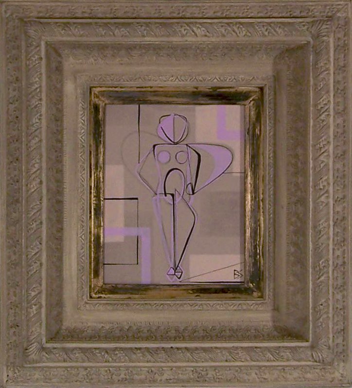 Lilac Abstract Figure in Cream Box Frame