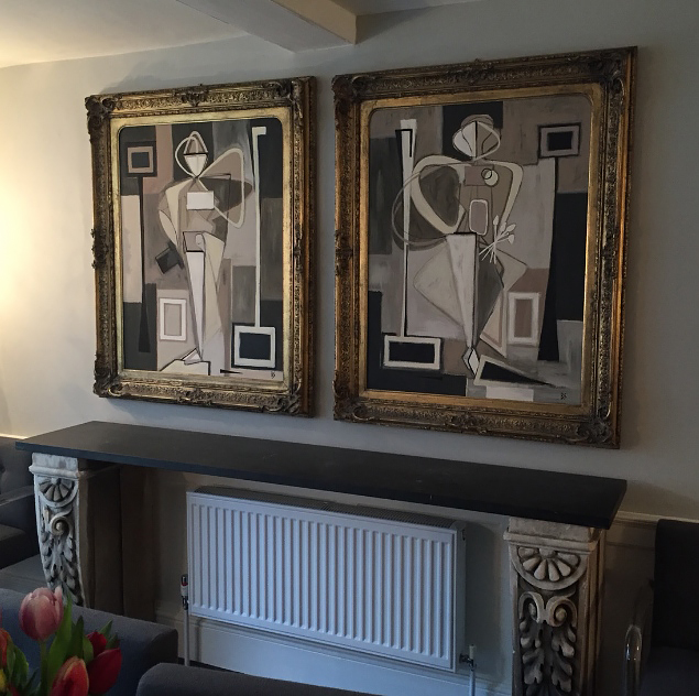 One of the Pair of Bride & Groom Paintings in Antique Frames (Bride)