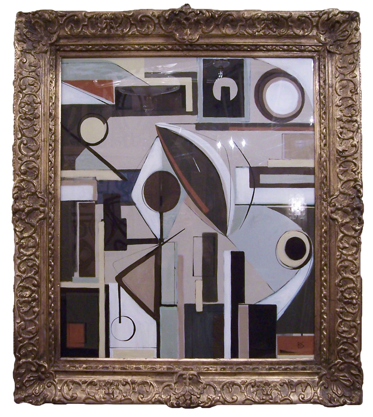 Abstract in Blue, Green and Orange in Antique Gold Frame