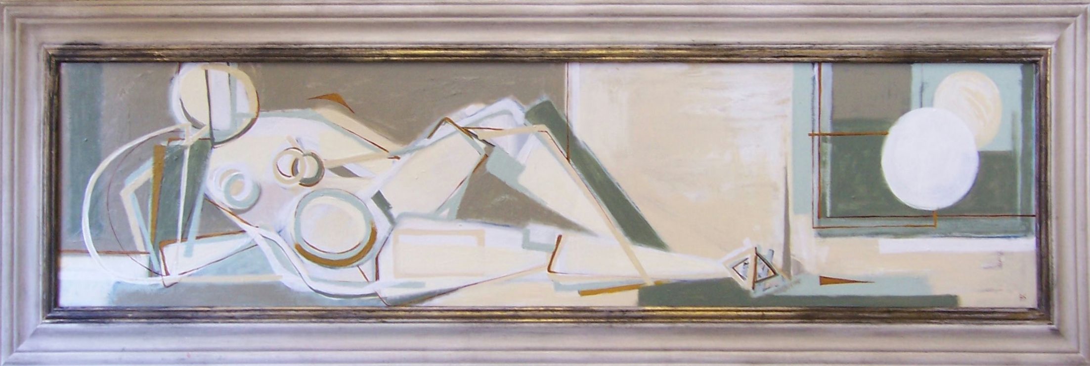 'Moonlight nude' Acrylic on board in cream frame