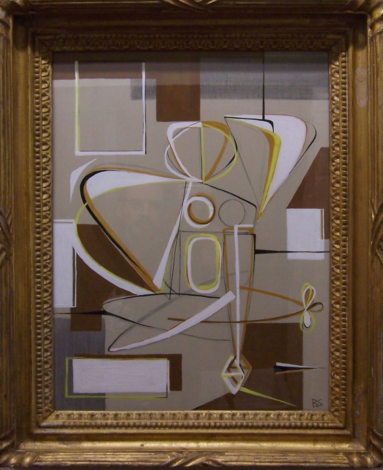 'Seated Woman in Orange' Acrylic & Oil in Antique Frame