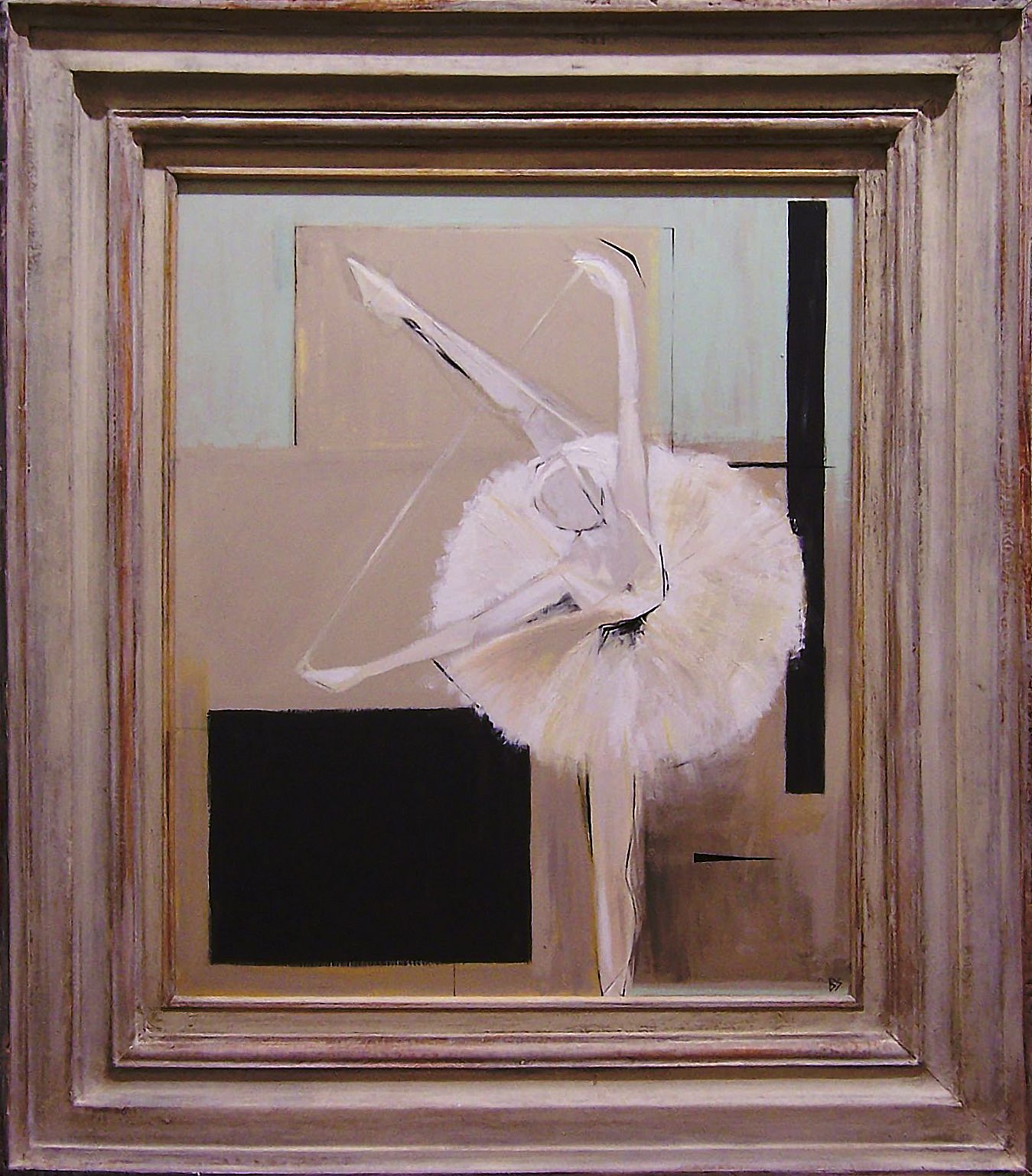 'Dandelion Ballerina' Acryllic/Gouache on Board in Antique Frame