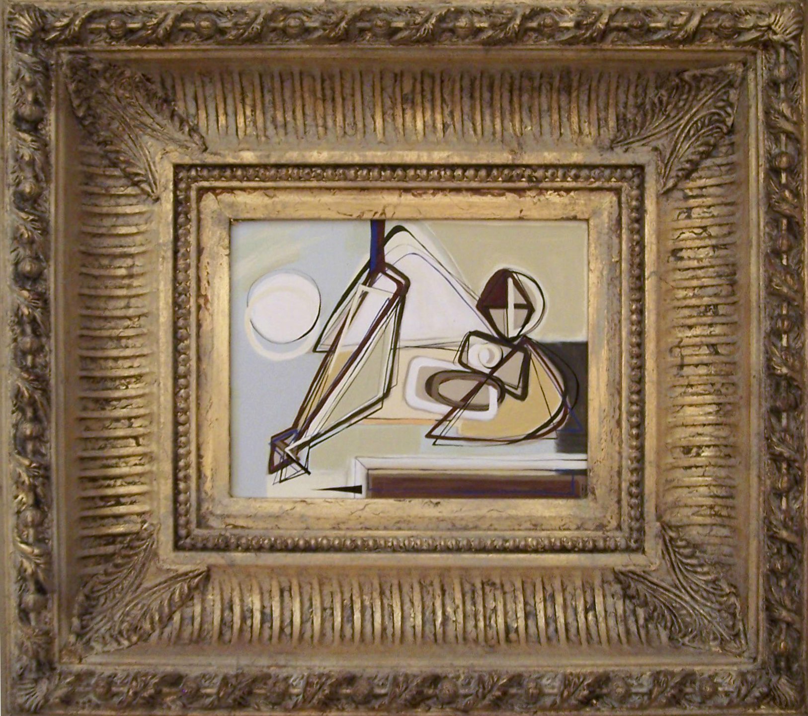 'Sunlit Nude' Gouache on Board in Gilt Box Frame