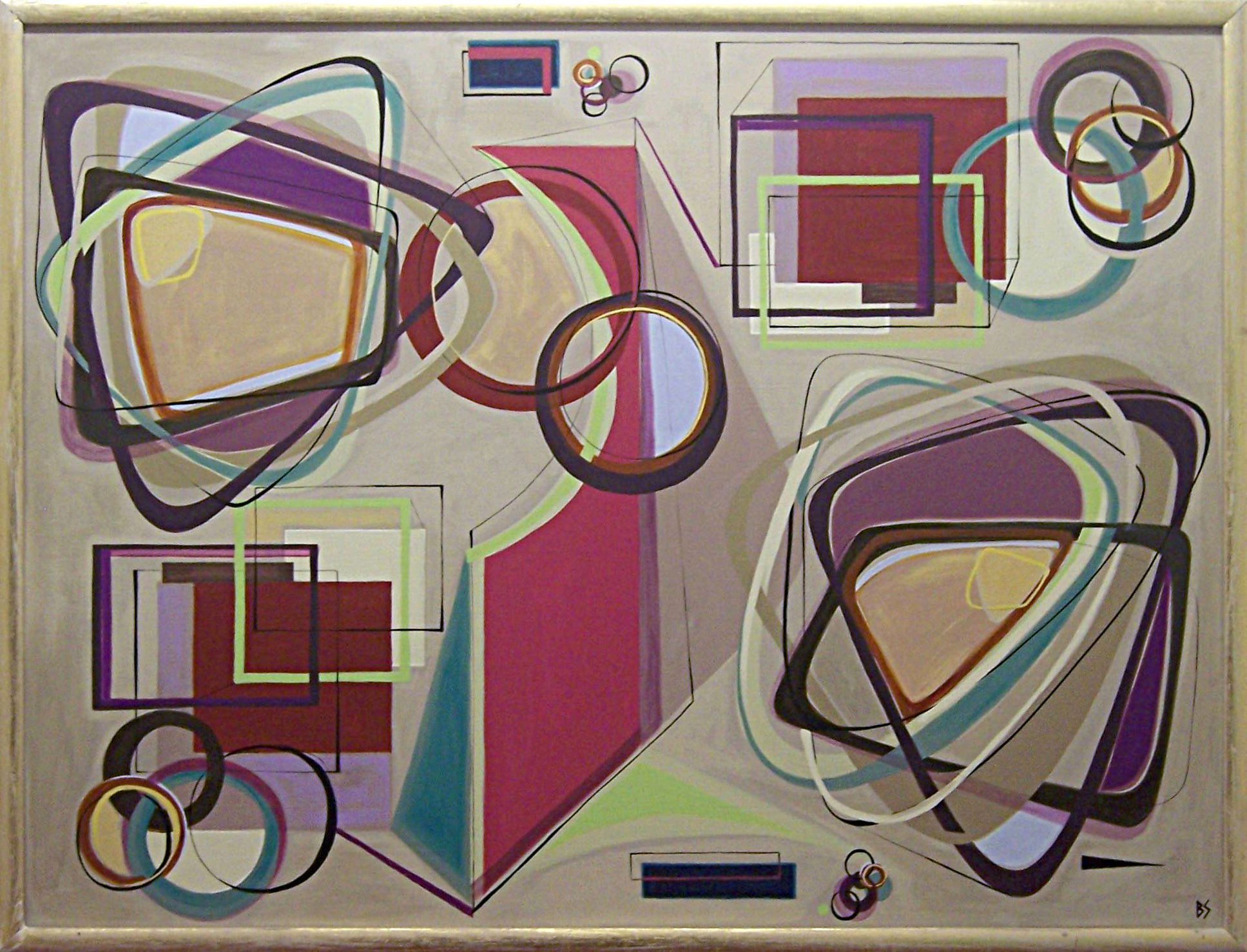 'Lilac Eyes' Gouache on Board in Gilt Frame