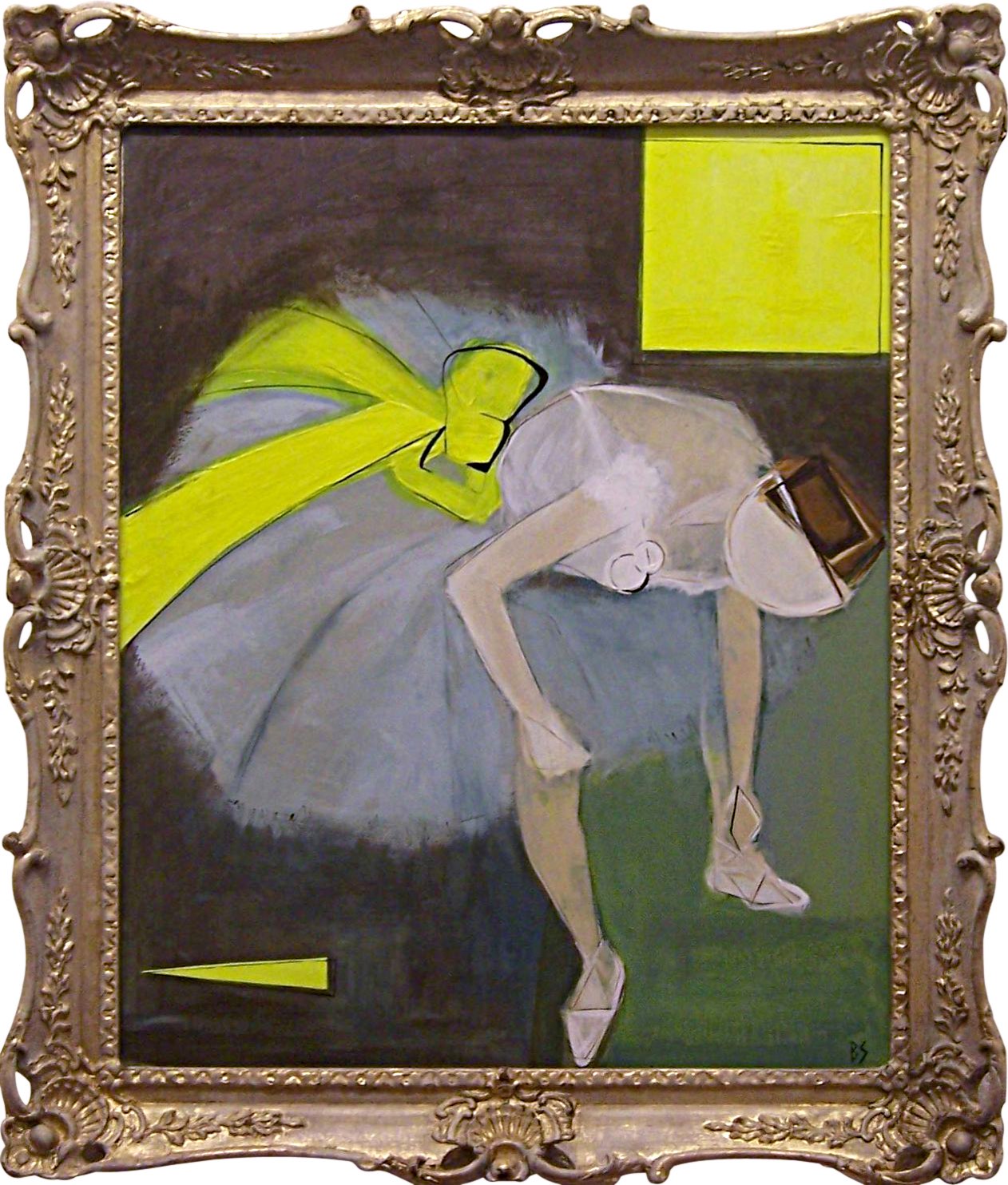 'I Love Degas' Oil & Acrylic & Flourescent Collage in Antique Gold Gilt Frame