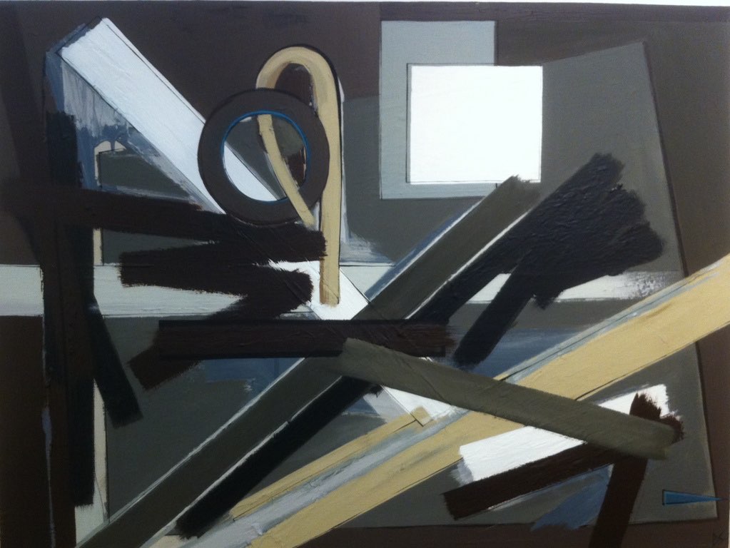 'Abstract with Petrel Blue' Oil & Acrylic on Canvas