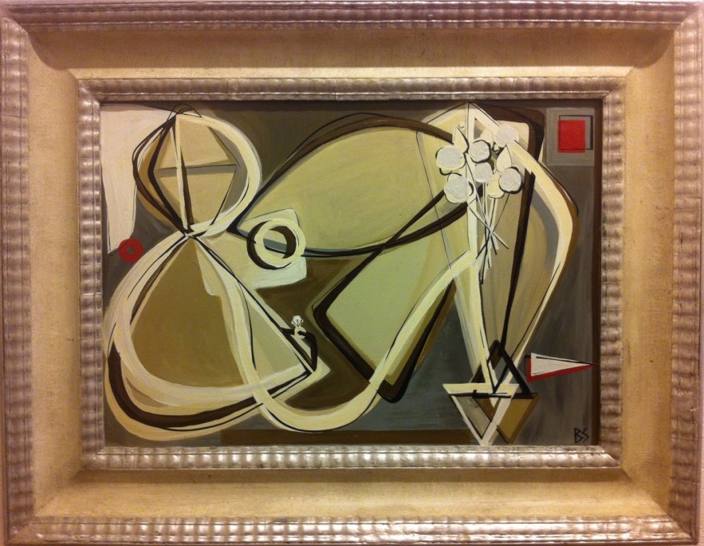 'The Bride' Oil & Acrylic on Board in Silver Gilt & Cream Piecrust Frame