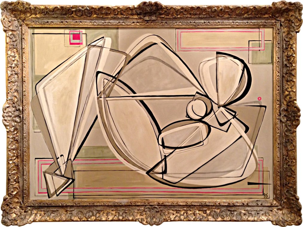 'Pretty Berry Reclining' Oil & Acrylic on Board in French Antique Carved Wooden Frame 83cm x 63cm