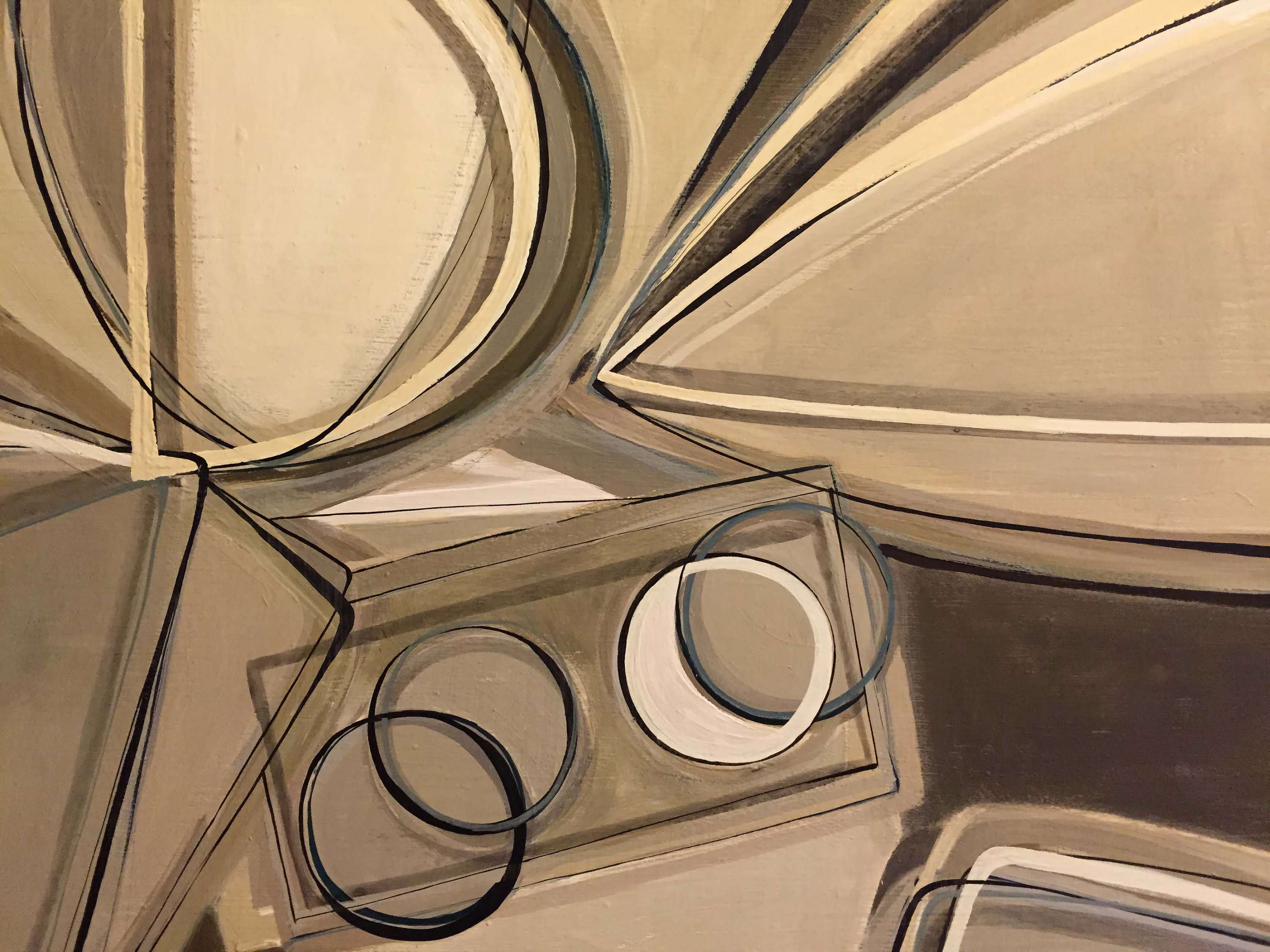 'Olympia' Oil & Acrylic on Board in Massive Ornate Gold Gilt Modern Frame