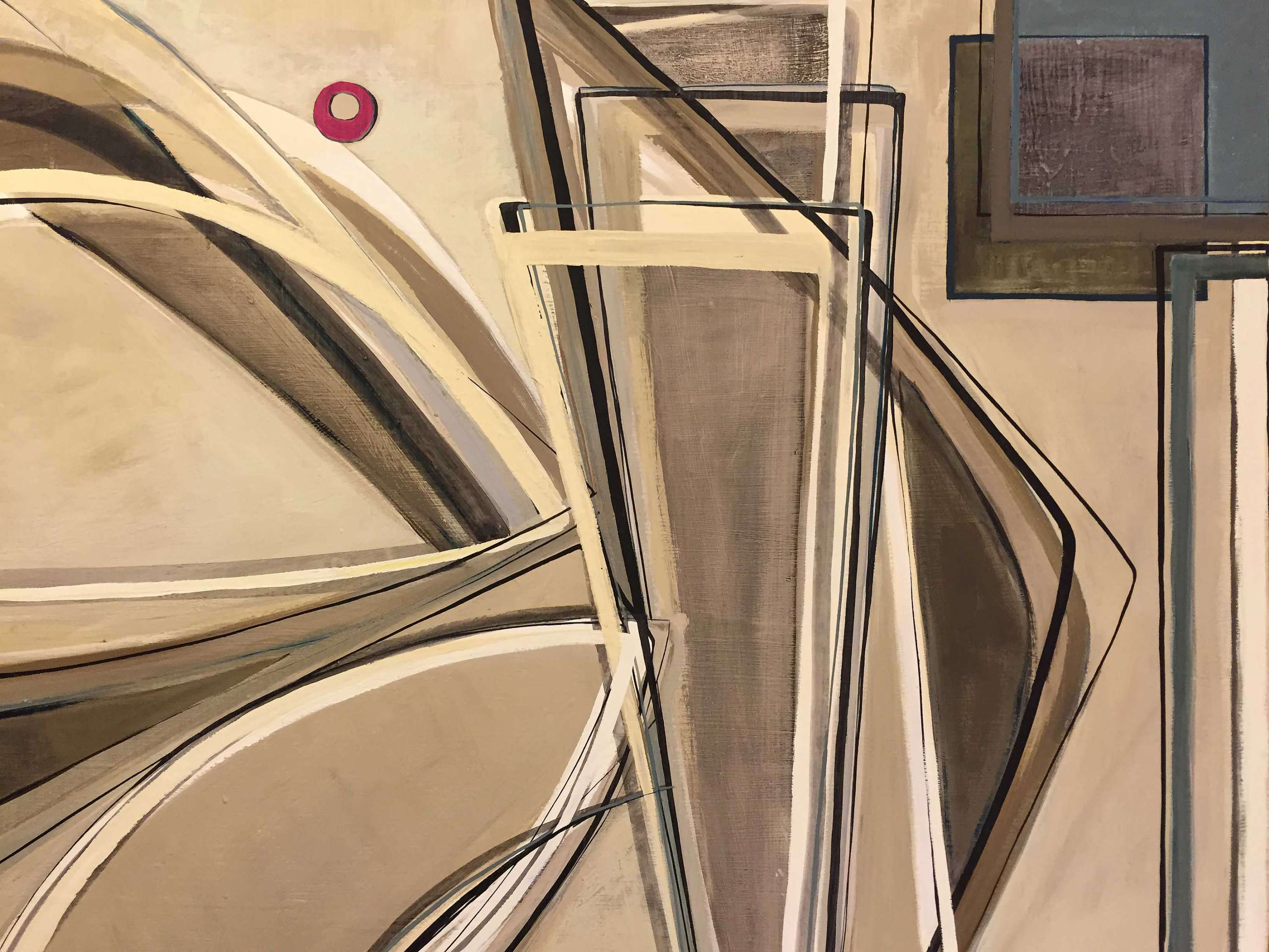 'Olympia' Oil & Acrylic on Board in Massive Ornate Gold Gilt Modern Frame