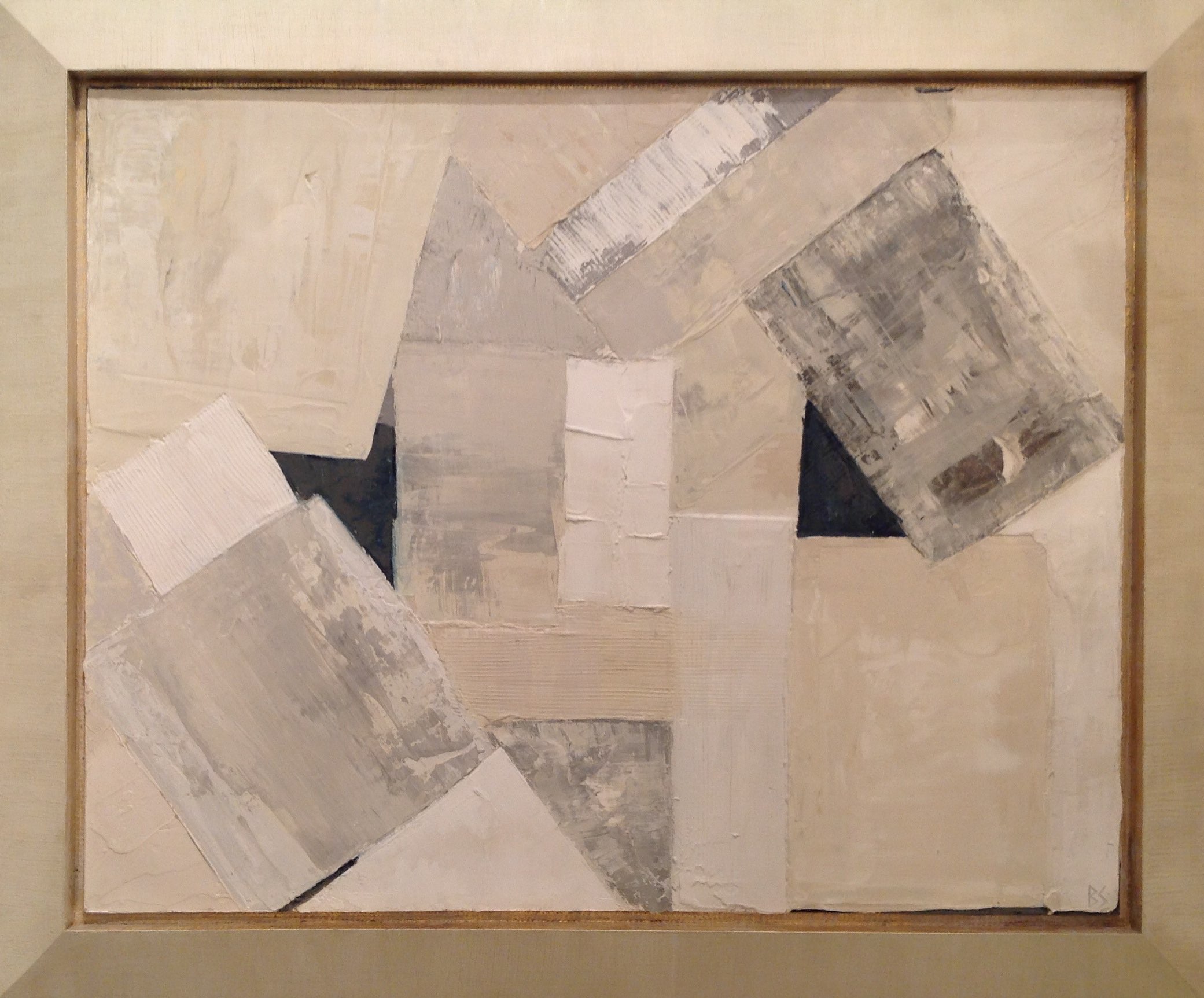 'Malta' Acrylic & Gesso in 1970s Gesso finish Tray Frame with Sloping Edges