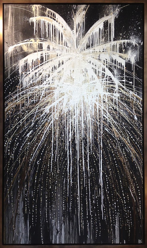 'The Spring's Fireworks' Oil & Acrylic on Canvas in Bronze Finish Tray Frame