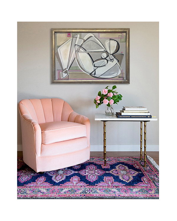 'Reclining Berry O'  Oil & Acrylic on Board in Cream & Gold Leaf Frame