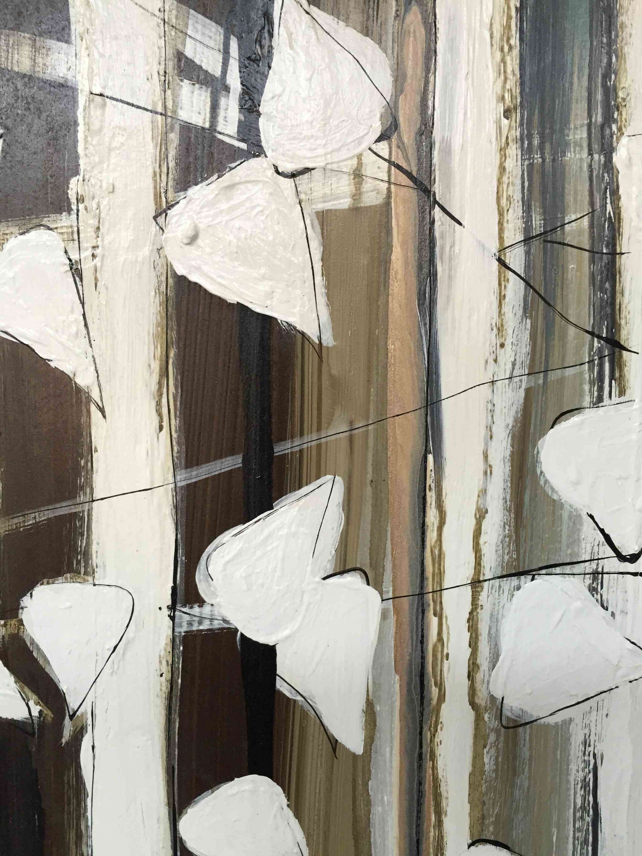 'Silver Birch Forest' Oil & Acrylic on Board in silver leaf frame