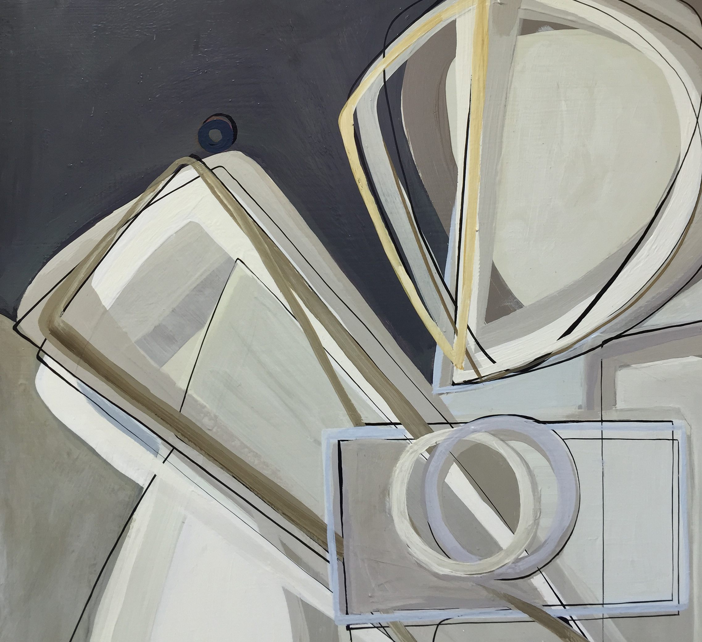 PAIR 'Allegra with Berry O' Left & Right Study Oil & Acrylic on Board in Gold Leaf with Bronze Finish Shadow-Gap Tray Frames