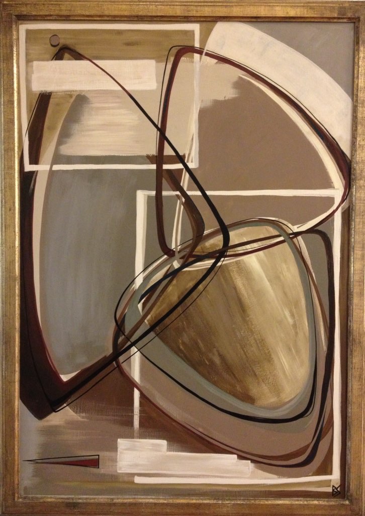 'Cyclone' Oil & Acrylic on Board in Gold Frame