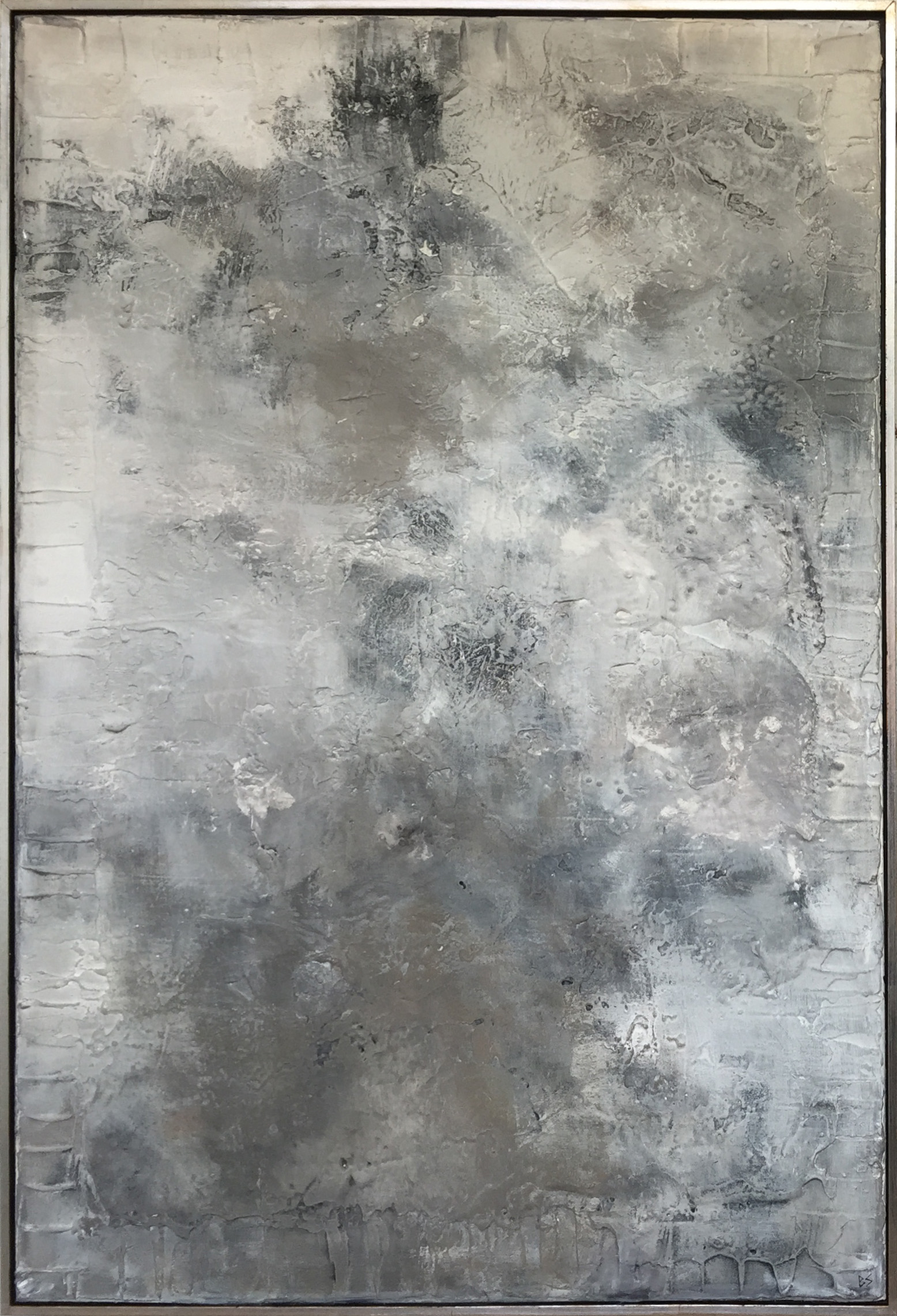 PAIR 'Mist' Oil & Acrylic on Board in Bronze/Silver Finish Tray Frames