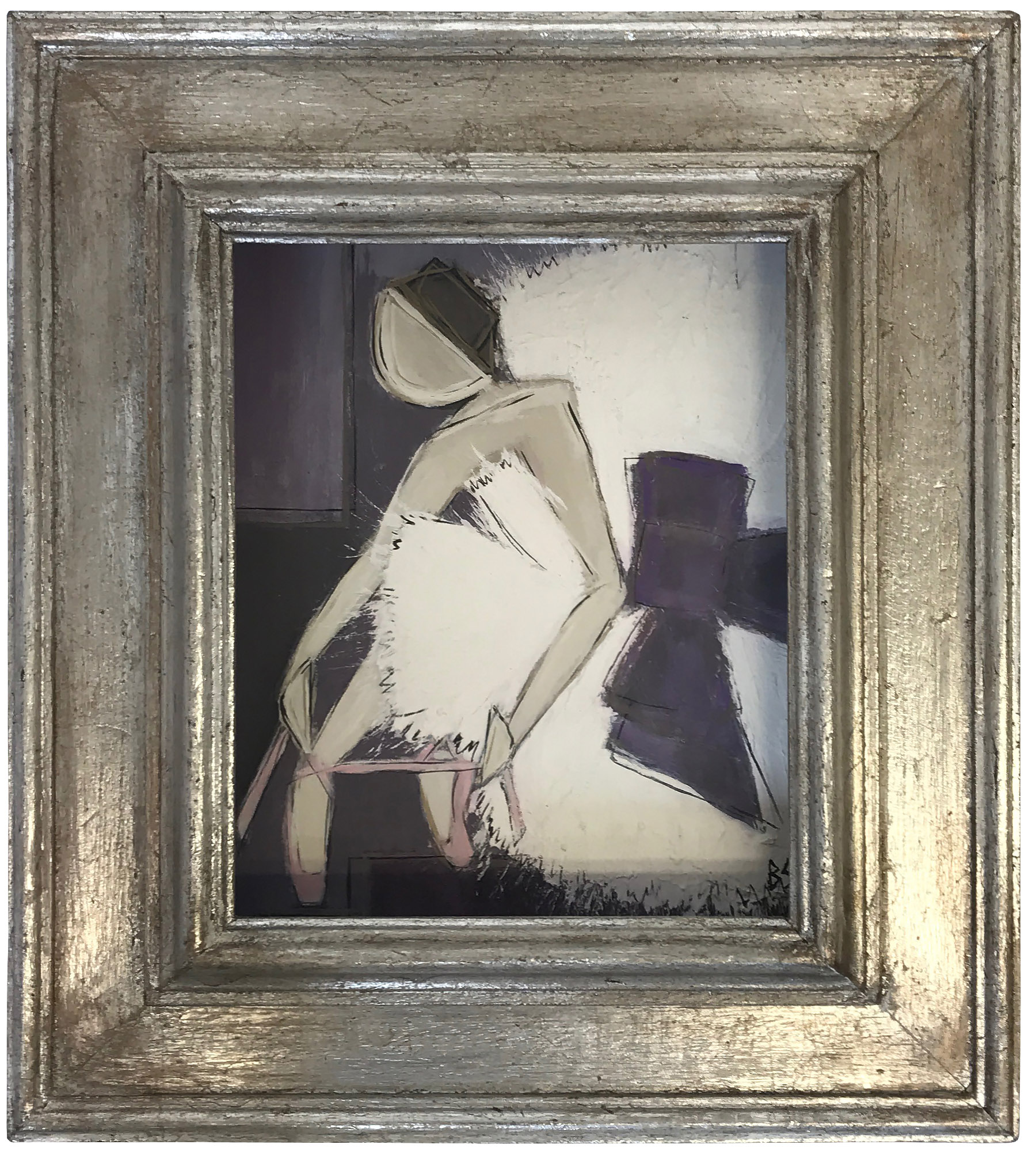 'Lacing Point' Oil & Acrylic on Board in Silver Gilt Wooden Frame