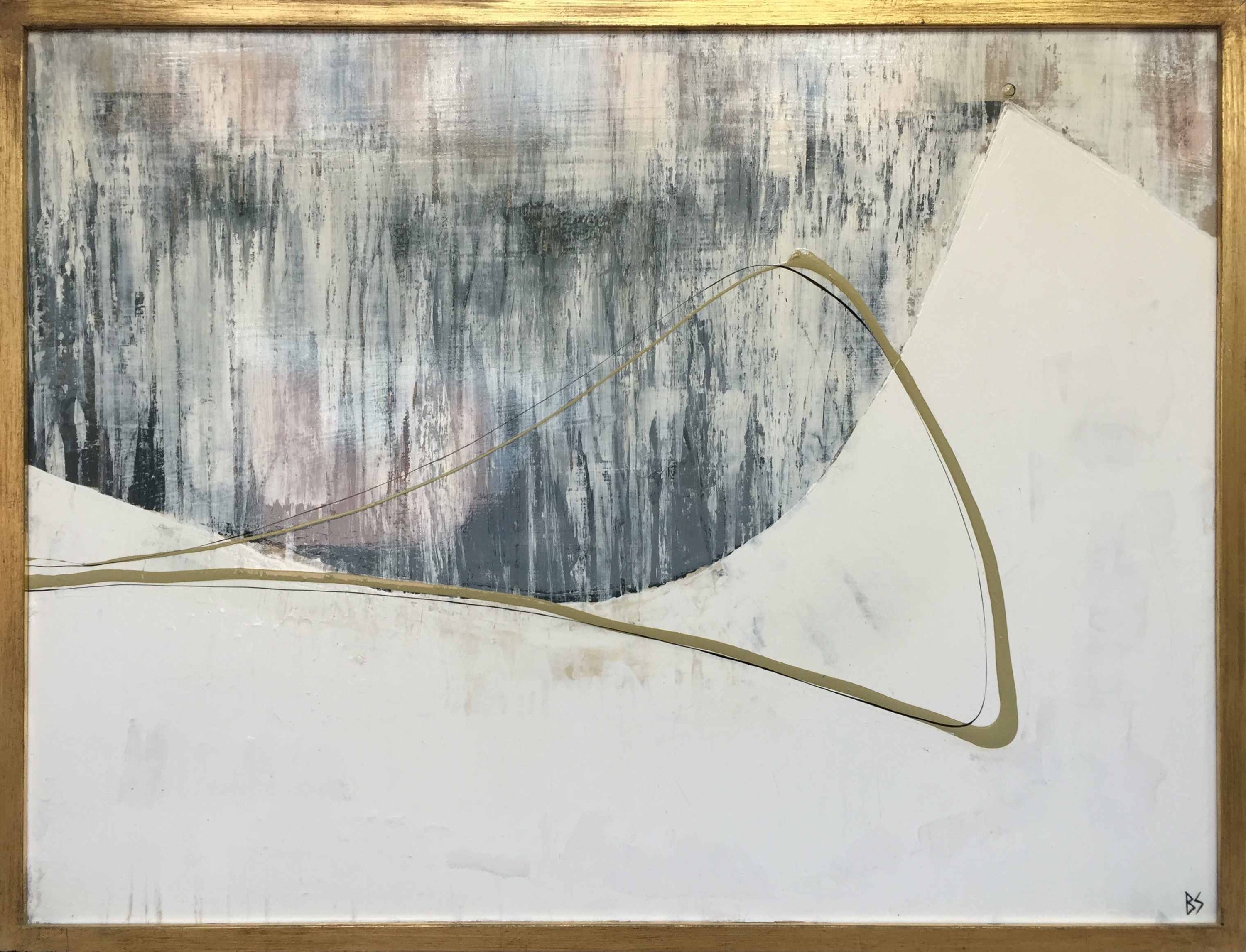 'The Valley' Oil & Gesso on Board in Gold/Bronze Finish Tray Frame