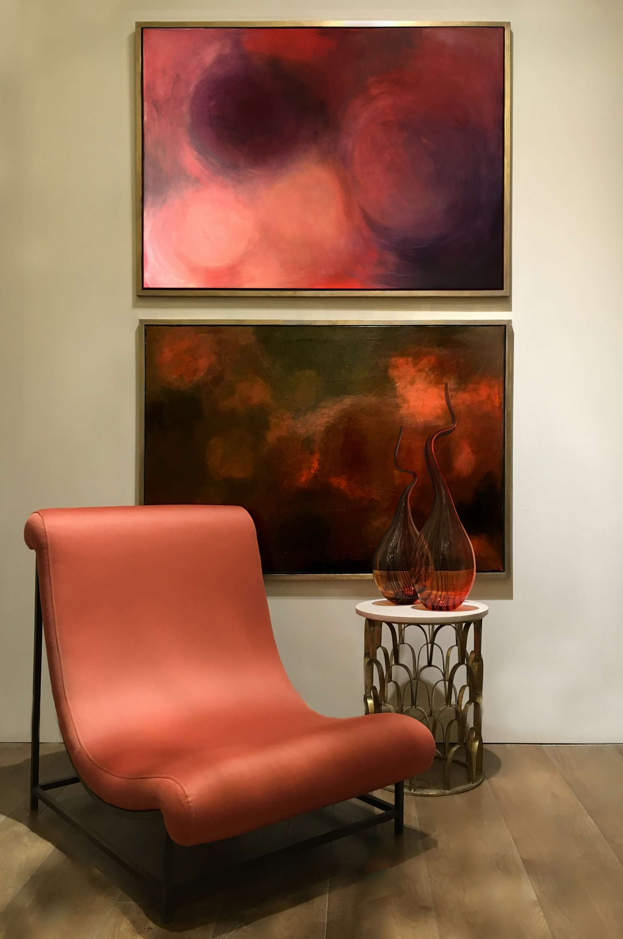 ‘Mars Sky’ Oil & Acrylic on Board in Gold/Bronze Finish Shadow Gap Tray Frame