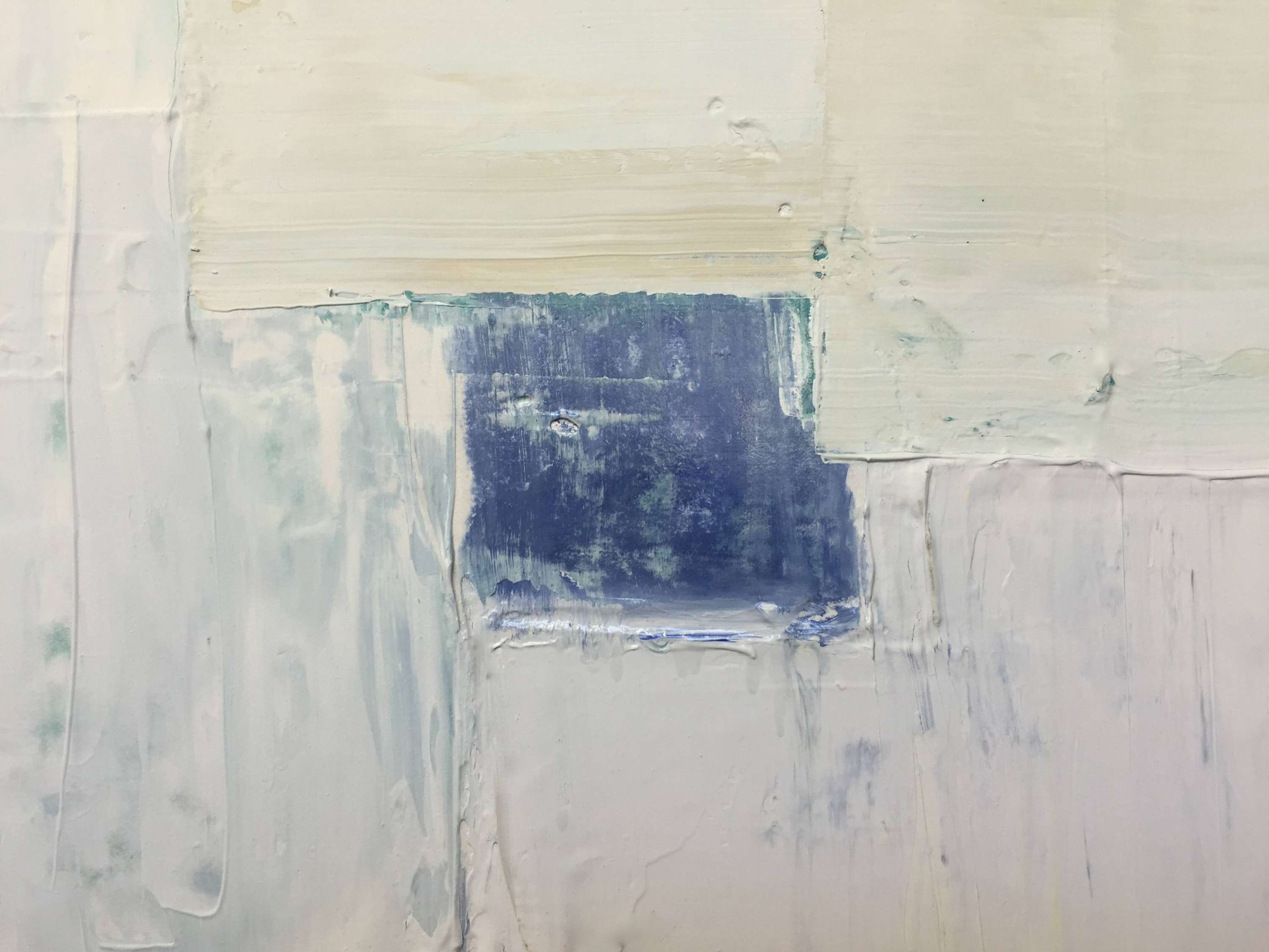 ‘Seaside’ Oil & Acrylic on Canvas in Silver Leaf Shadow Gap Tray Frame