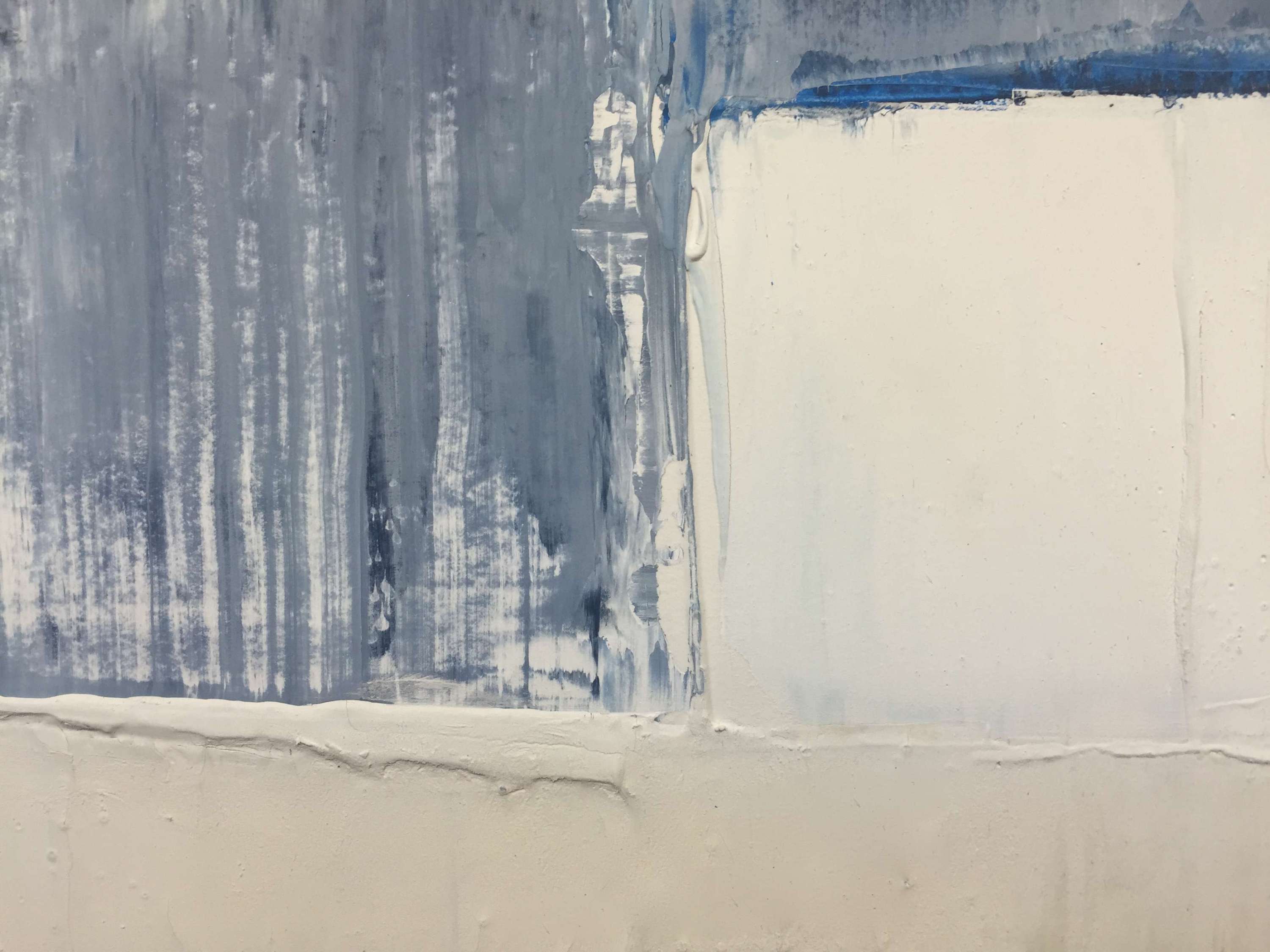 ‘Seaside’ Oil & Acrylic on Canvas in Silver Leaf Shadow Gap Tray Frame