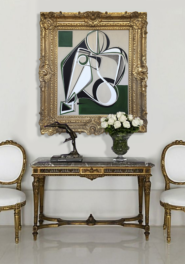 ‘April Muse’ Oil & Acrylic on Board in Ornate Gold Antique Frame