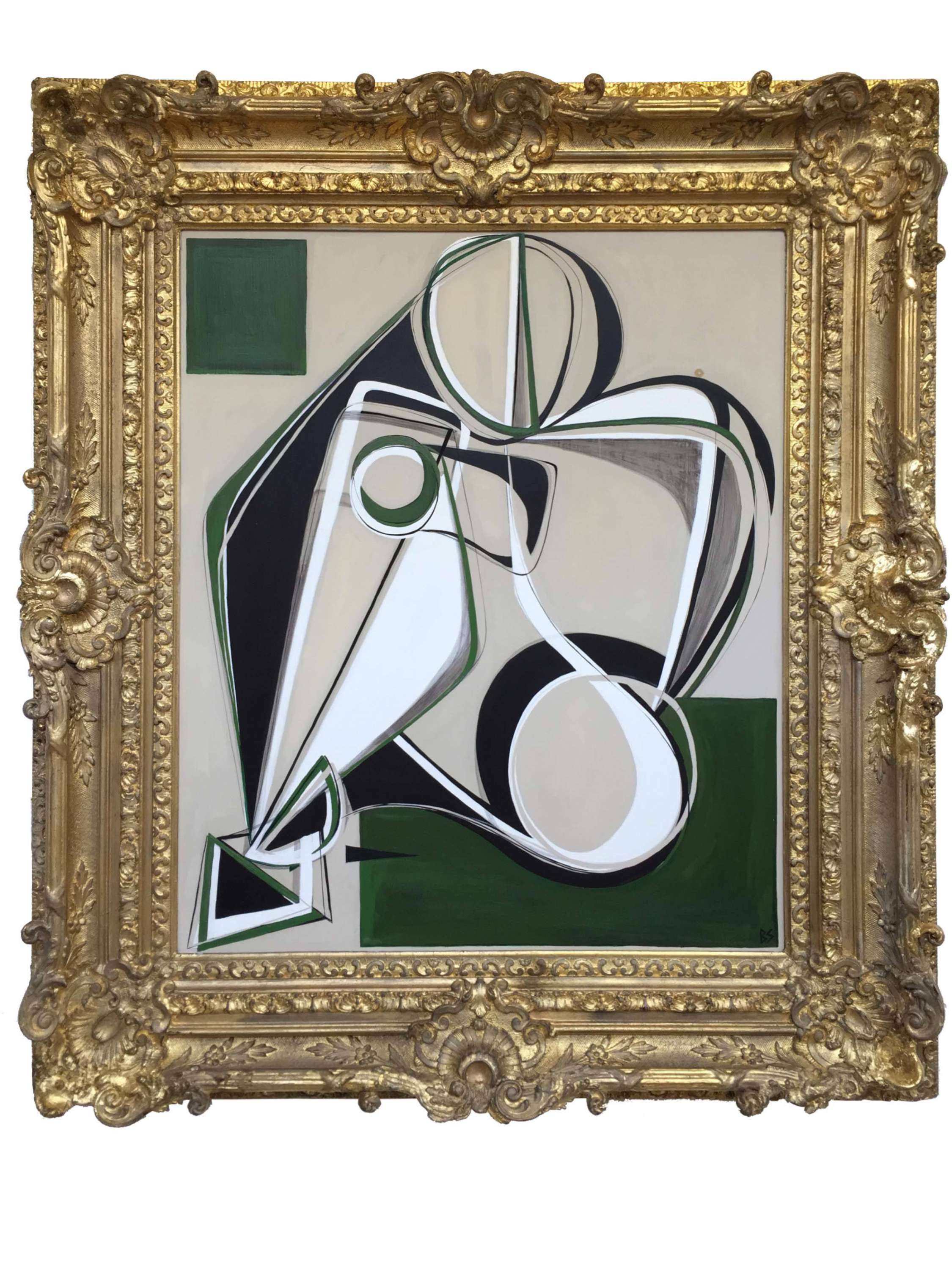 ‘April Muse’ Oil & Acrylic on Board in Ornate Gold Antique Frame