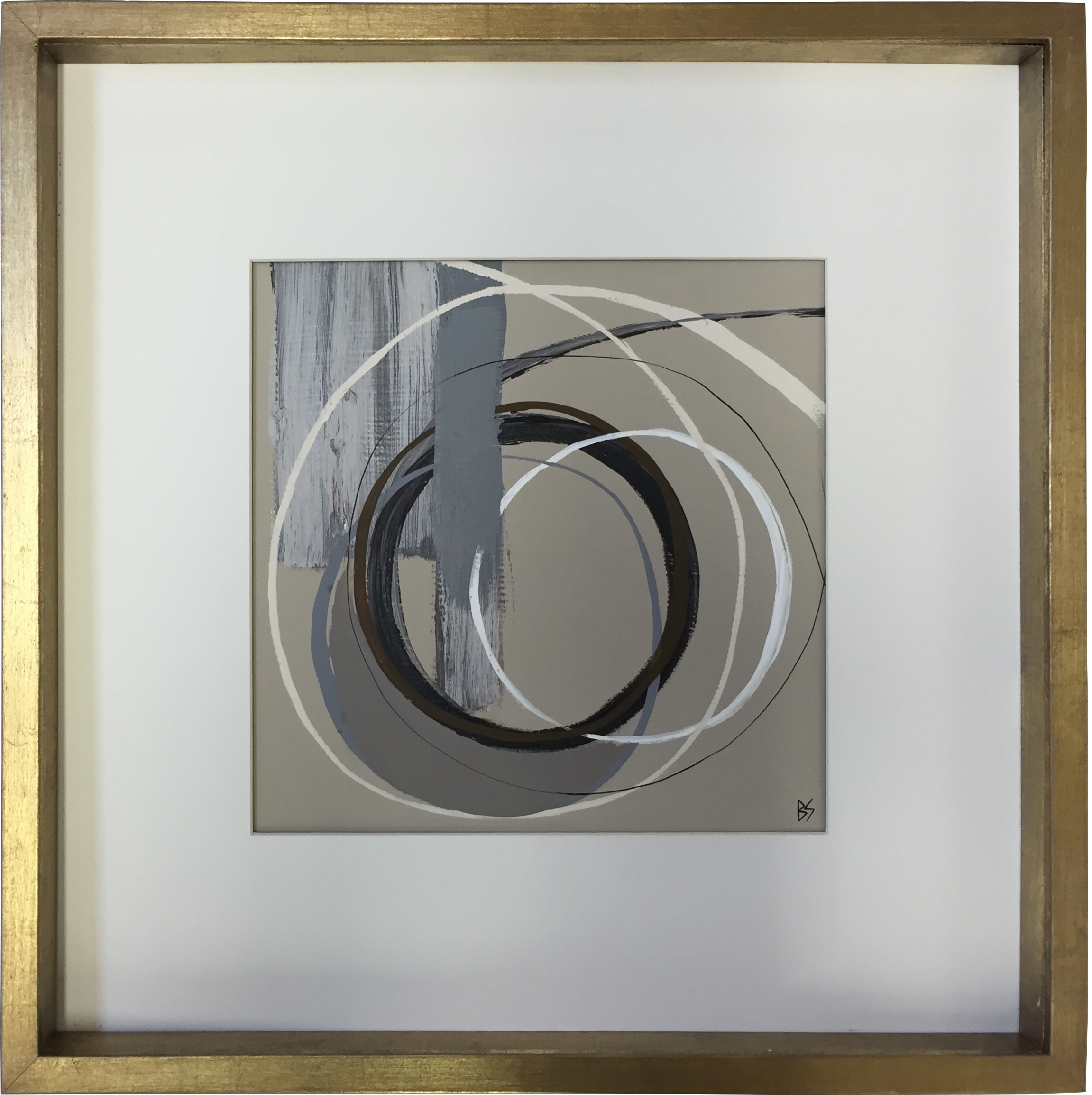 SET OF FOUR ‘Motion in Four’ Gouache on Board in Presentation Box Frames in Gold/Brushed Silver Finish