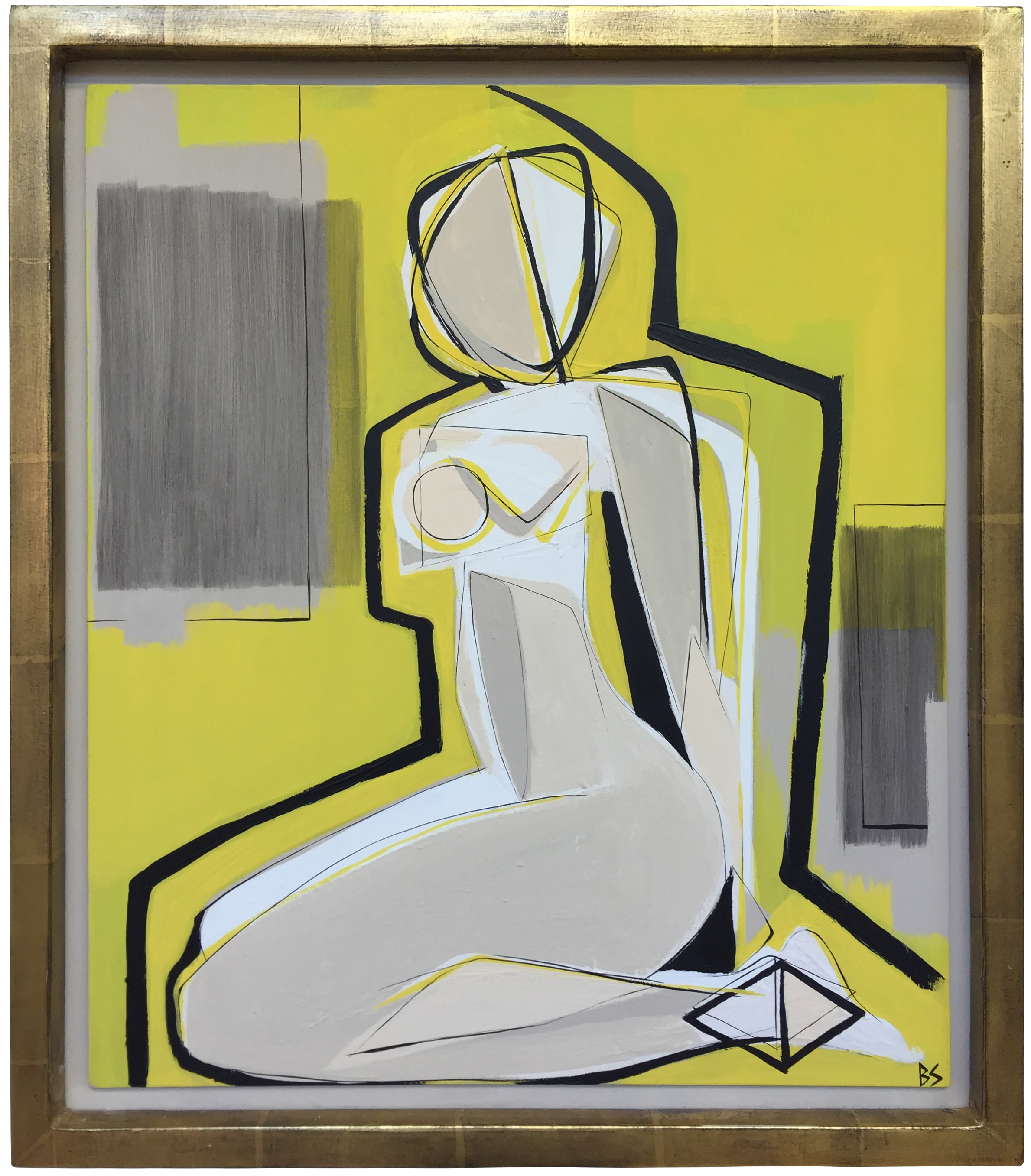 ‘Blondie’ Gouache & Acrylic on Board in Water Gilt Gold Presentation Frame