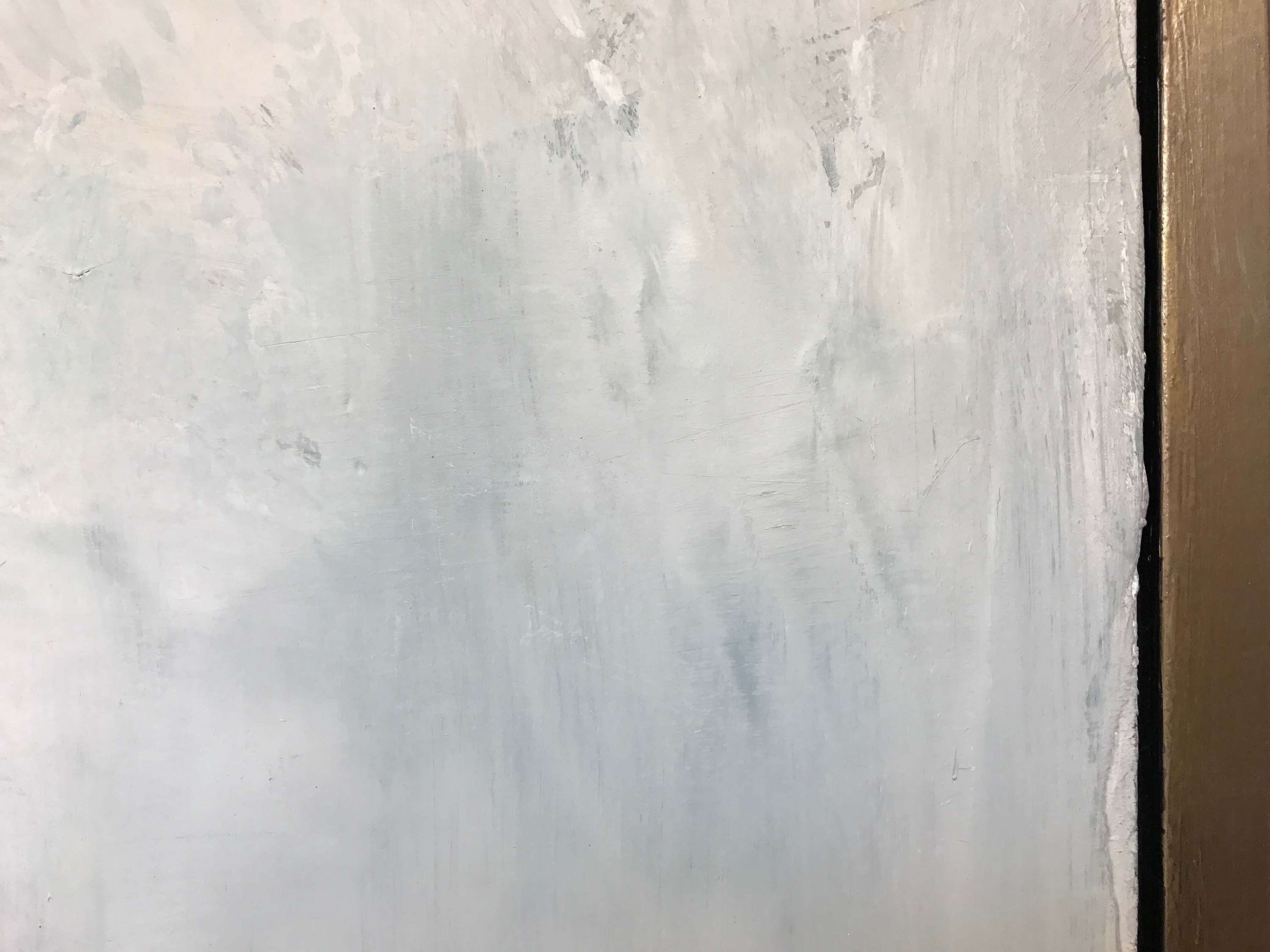 '2 Moons‘ Oil Acrylic & Gesso on Board in Bronze/Gold Finish Shadow Gap Tray Frame