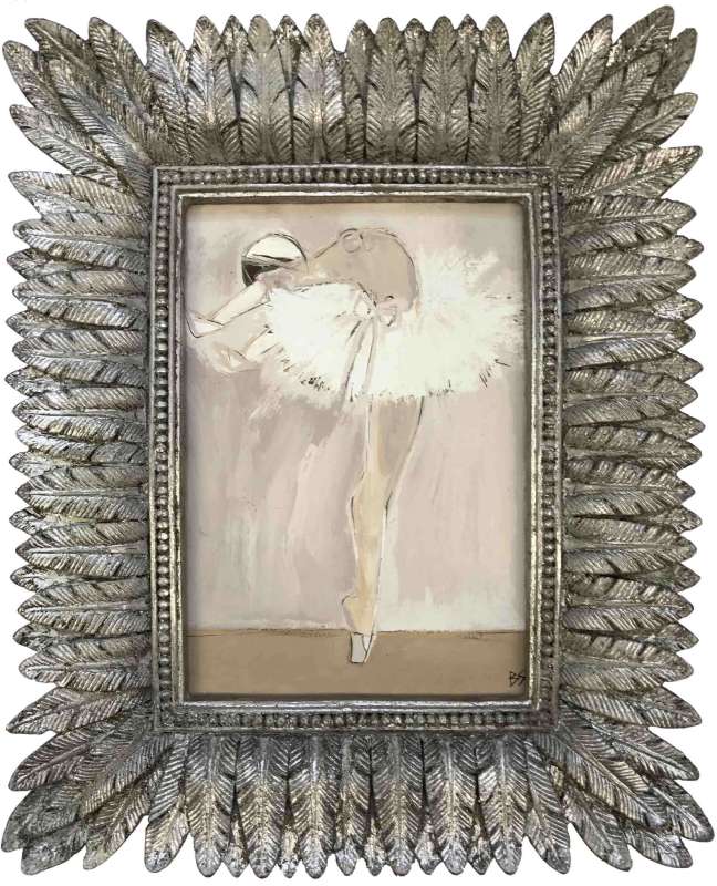 'Like a Feather' Gouache & Acrylic on Board in Feather Cast Silver Gilt Frame