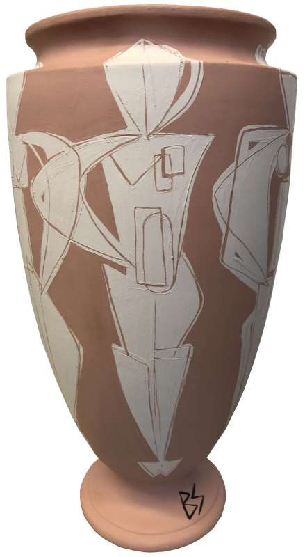 '6 Muses’ Amphora Pot Hand Painted Acrylic on Porcelain