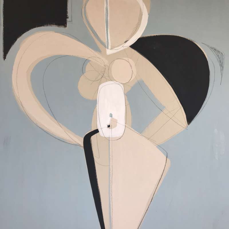 PAIR ‘Chet’s Girls’ Gouache on Board Left & Right Study Behind Glass in Gold and Bronze Finish Frames
