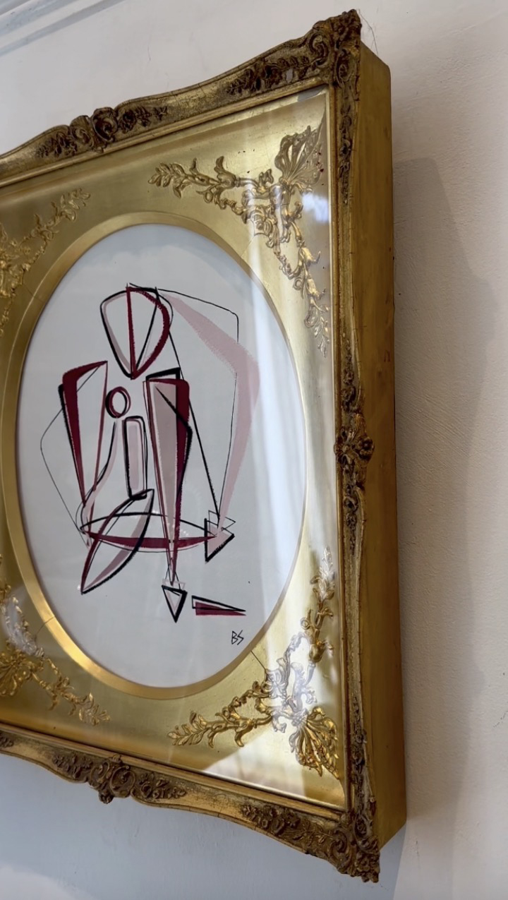 PAIR ‘Sitting French Fancy Muses’ in French C19th Ornate Foliate Frames with Original Gold Water Gilding