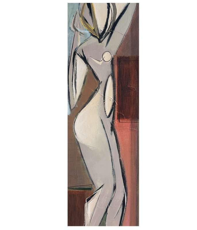 ‘Dancing Muse’ Oil & Acrylic on Board in Gold Leaf with Bronze Finish Frame