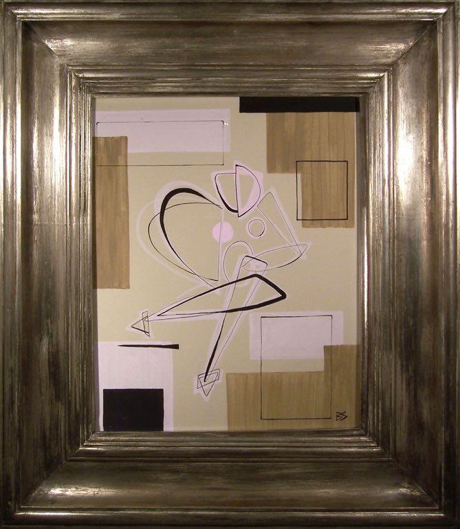 Brown & Pink Figure in Silver Frame