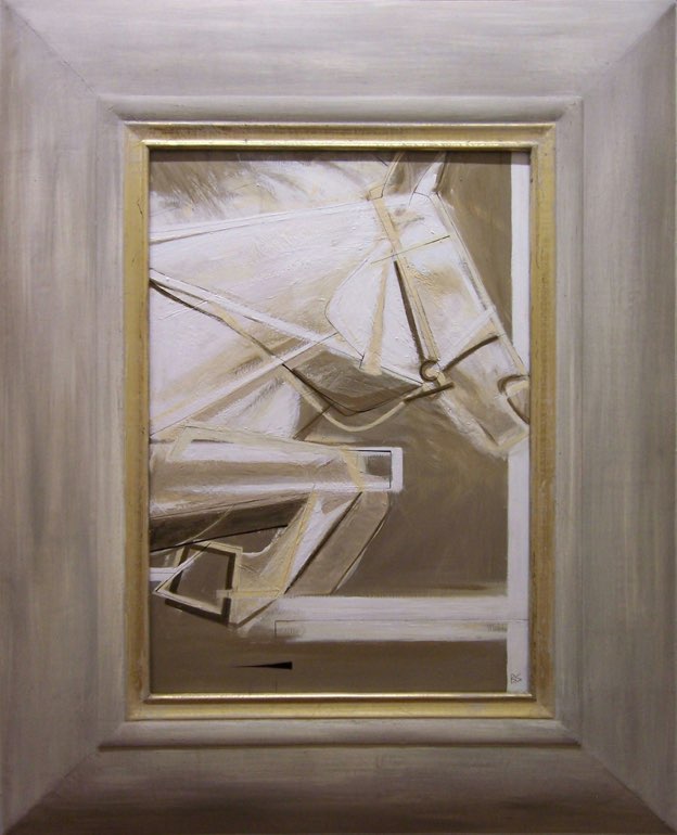 Racing Horse in Fawn, modern frame