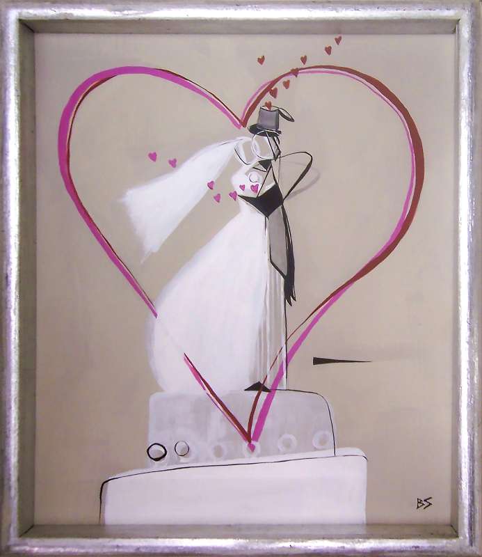 'With All My Heart' Gouache on Board in Silver Finish Hand Made Box Frame