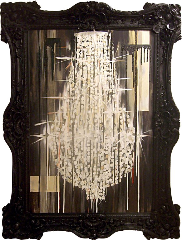 'Chandelier' Oil & Acrylic on Board with Rock Crystal, Glass & Mirror