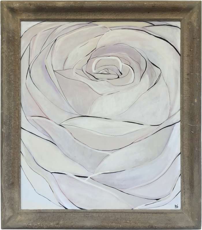 'Tea Rose' Oil & Acrylic on Board in Antique Frame