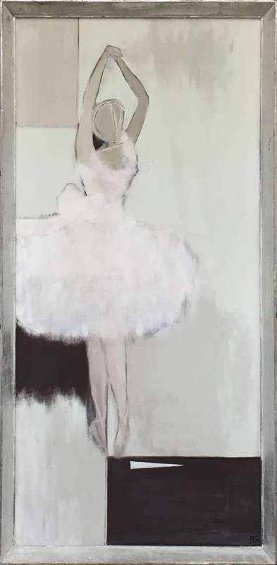 'On Tiptoe' Gouache & Acrylic on Board in 1950s Silver Gilt Frame