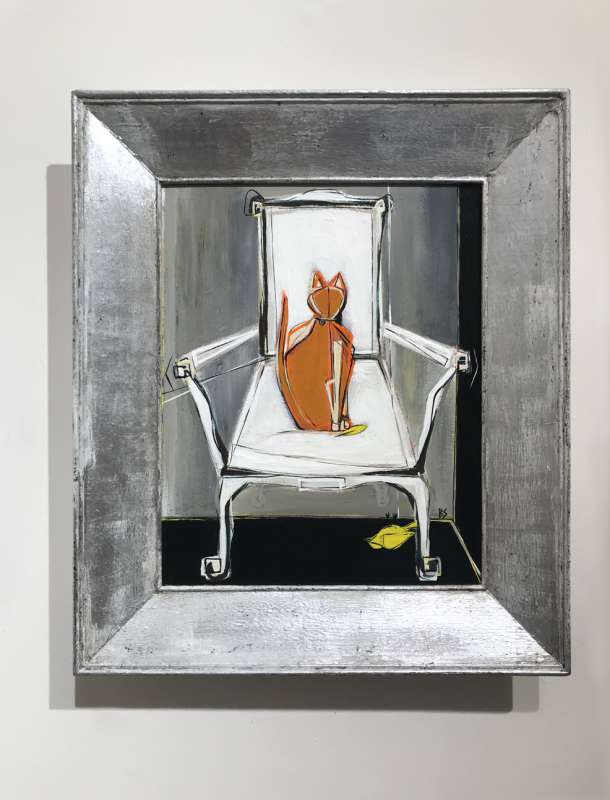 'The Usual Suspect' Oil & Acrylic on Board in Antique Silver Gilt Frame